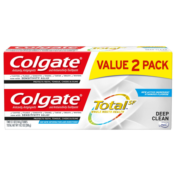 Colgate Total Toothpaste, Deep Clean - 5.1 ounce (2 Pack)