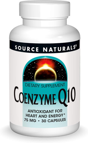 Source Natural Coenzyme Q10 Antioxidant Support 75 Mg For Heart, Brain, Immunity, & Liver Support - 30 Capsules