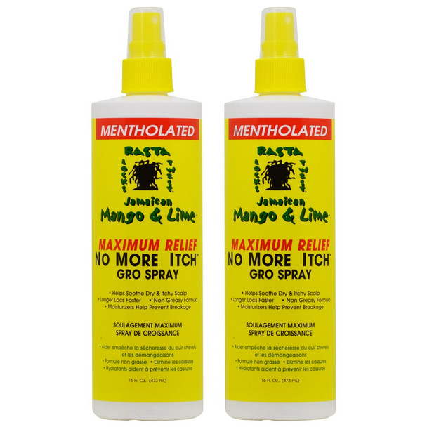 Jamaican Mango & Lime No More Itch Gro Spray Maximum Relief 16oz"Pack of 2"