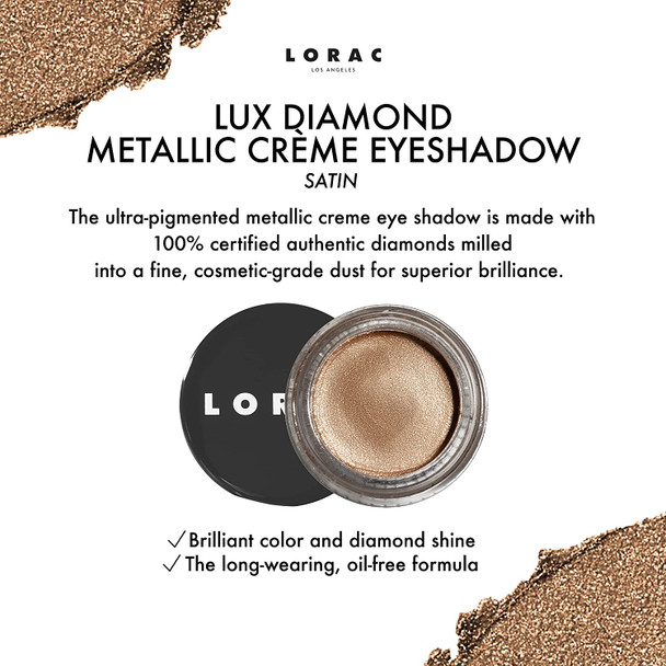 LORAC Lux Diamond Creme Eye Shadow | Metallic Shimmer Eyeshadow Powder | Suede Brown