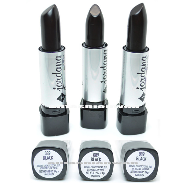 LOT OF 3 JORDANA # 089 BLACK COLOR CREAM LIPSTICK LS-089 MADE IN USA + FREE EARRING by Jordana