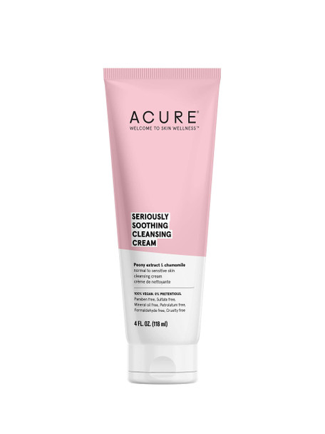 ACURE Seriously Soothing Cleansing Cream | 100% Vegan | For Dry to Sensitive Skin | Peony Extract & Chamomille - Soothes , Hydrates & Cleanses | 4 Fl Oz