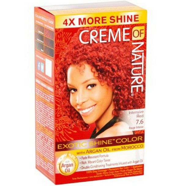 Creme of Nature Exotic Shine Color With Argan Oil, Intensive Red 7.6, 1 ea (Pack of 2)