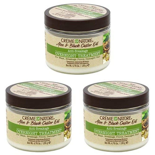 Anti-Breakage Overnight Treatment by Creme of Nature, With Aloe Vera Juice, Jamaican Black Castor Oil, 4.76 Oz (Pack of 3)