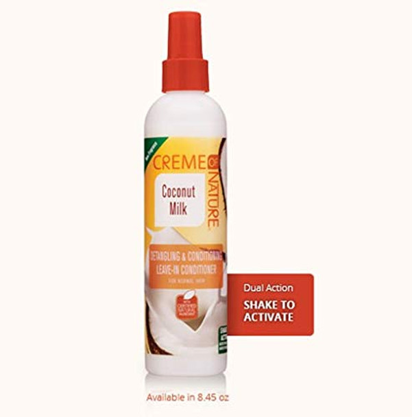 Leave In Conditioner with Coconut Milk by Creme of Nature, Detangling and Conditioning Formula for Normal Hair 8.45 Fl Oz