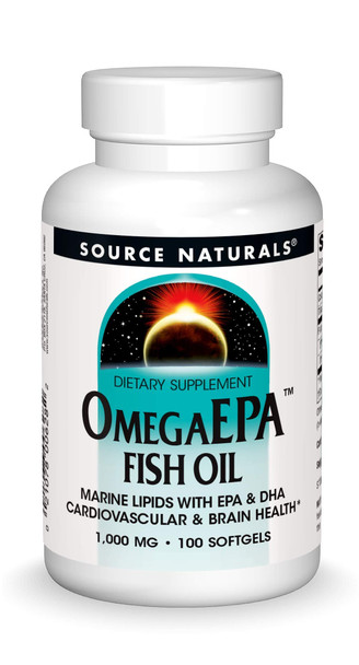 Source Naturals OmegaEPA Fish Oil - Marine Lipids with EPA & DHA Supports Cardiovascular & Brain Health - 100 Softgels