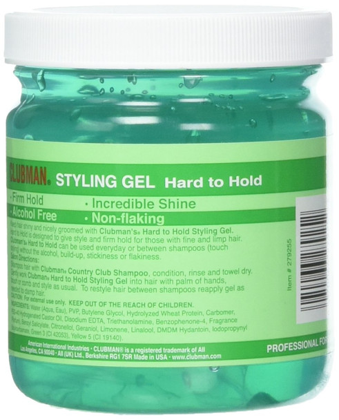 Clubman Hard to Hold Styling Gel, 16 oz