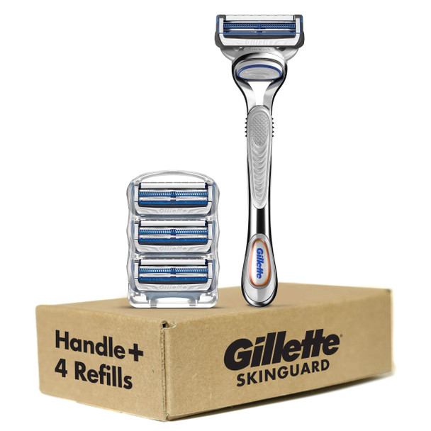 Gillette SkinGuard Men's Razor and Razor Blades, for Sensitive Skin, Handle + 4 Blade Refills
