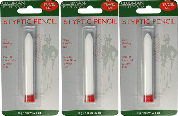 Clubman Pinaud Styptic Pencil Travel Size .33 oz (Pack of 3)