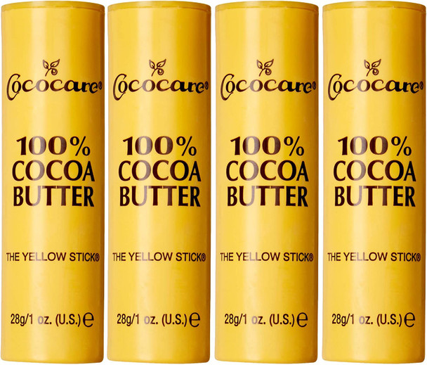 Cococare 100% Cocoa Butter Stick - All-Natural Cocoa Butter Emollient for Ultimate Skin Hydration & Protection - The Yellow Stick - (3 Pack)