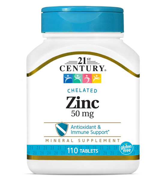 21st Century Zinc 50 Mg (Chelated) Tablets, 110 Count (Pack of 3)