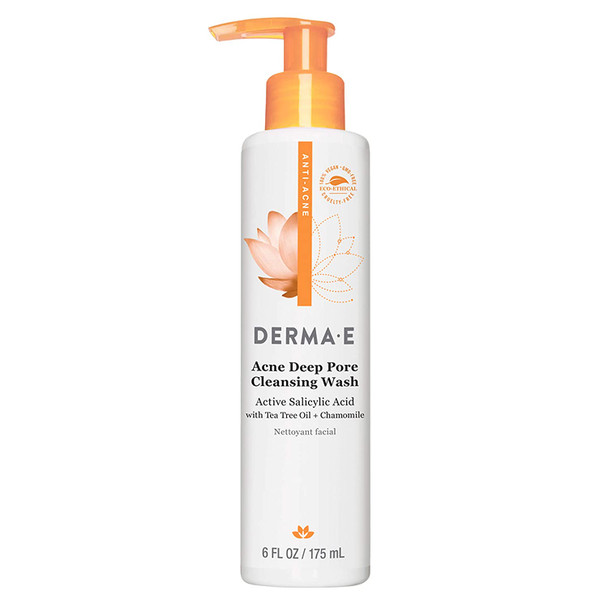 DERMA E Acne Deep Pore Cleansing Wash  Blemish Control Facial Cleanser with Salicylic Acid - Gentle Oil Control Face Wash Soothes and Balances Skin, 6 fl oz