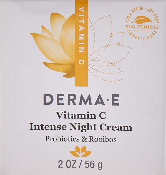 DERMA E Vitamin C Intense Night Cream  Brightening and Hydrating Facial Skin Renewing Cream  Anti-Aging Overnight Facial Moisturizer 2 oz