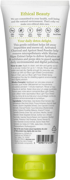 DERMA E Purifying Daily Facial Detox Scrub with Activated Charcoal and Seaweed Extract Exfoliating Face Scrub Cleanses, Smooths and Brightens, 4oz