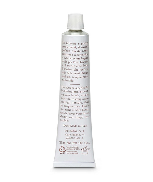 L'Erbolario Shea Butter Nourishing Hand Cream - Incredibly Revitalizing And Emollient Properties - Softens And Hydrates - Strengthens The Skin's Barrier - Protects From External Aggressors - 1.18 Oz