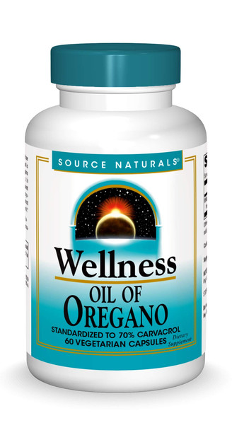 Source Naturals Wellness Oil of Oregano - Standardized to 70% Carvacrol - 60 Vegetarian Capsules