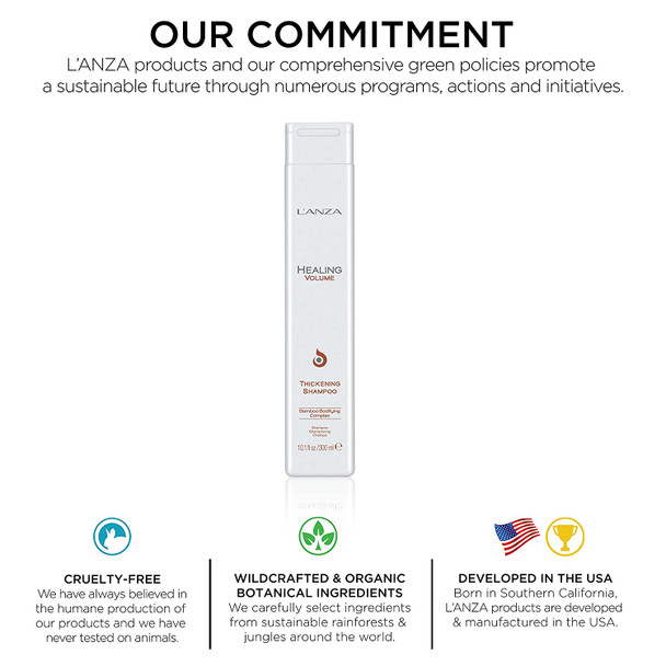 L'ANZA Healing Volume Thickening Shampoo  Boosts Shine, Volume, and Thickness to Fine and Flat Hair, Rich with Bamboo Bodifying Complex and Keratin (33.79 Fl Oz)