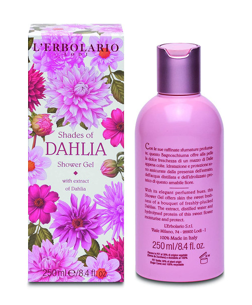 L'Erbolario Shades Of Dahlia Shower Gel - Nourishes, Moisturizes And Protects The Skin - Refreshing Bath And Shower Foam Provides Gently Effective Cleansing - Softening And Toning Properties - 8.4 Oz
