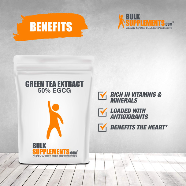 BulkSupplements.com Green Tea Extract 50% EGCG - Green Tea Weight Loss - Green Tea Fat Burner (100 Vegetarian Capsules - 100 Servings)