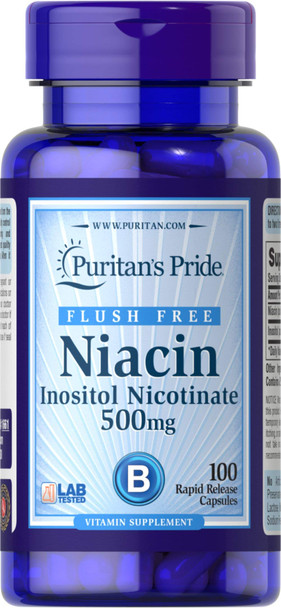 Puritan's Pride Flush Free Niacin 500 mg-100 Capsules