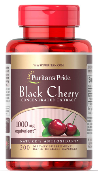 Puritans Pride Black Cherry 1000 mg Capsules, 100 Count