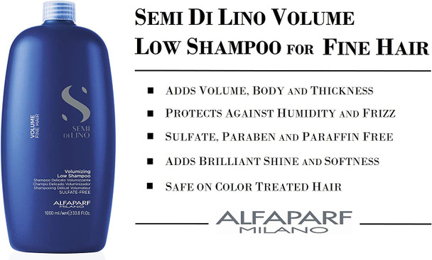 Alfaparf Milano Semi di Lino Volume Volumizing Low Shampoo, 1 L
