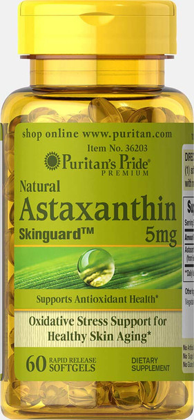 Puritan's Pride Natural Astaxanthin 5 mg-60 Softgels (31575)