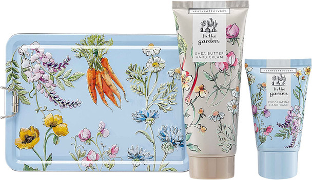 Heathcote and Ivory In The Garden Hand Care Tin, 100 ml Hand Cream and 50 ml Exfoliating Hand Wash