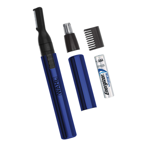 Wahl Model 5643-200 Lithium Two-In-One Pen Detail Trimmer for Nose, Ear, Neckline, Eyebrow, & Other Detailing - Blue - By the Brand Used By Professionals