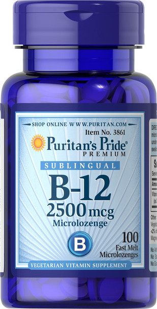 Puritan's Pride Vitamin B-12 2500 mcg Sublingual-100 Microlozenges