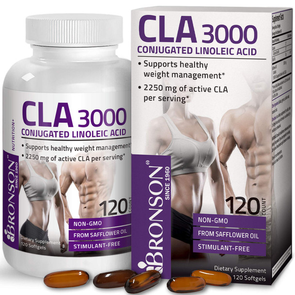 BRONSON CLA 3000 Conjugated Linoleic Acid Extra High Potency - 3,000 mg - 120 Softgels