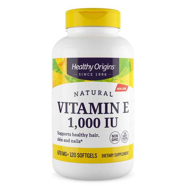 Healthy Origins Vitamin E 1,000 IU (Natural, IP Non-GMO), 120 Softgels