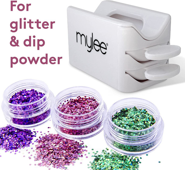 Mylee Glitter Catcher - Two-Tray Design, Apply Glitter, Dip & Acrylic Powder, Nail Dipping Powder Recycling Tool, Glitter and Dip Powders, Nail Dip Powder Tray, Vegan & Cruelty Free
