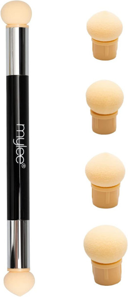 Mylee Dual Ended Sponge Applicator Pen - Portable Dimensions - Buffs Pigments, Glitters and Flakes - Gradient, Ombre Effect, DIY Nail Art Tool - 4 Replacement Heads - Vegan and Cruelty Free
