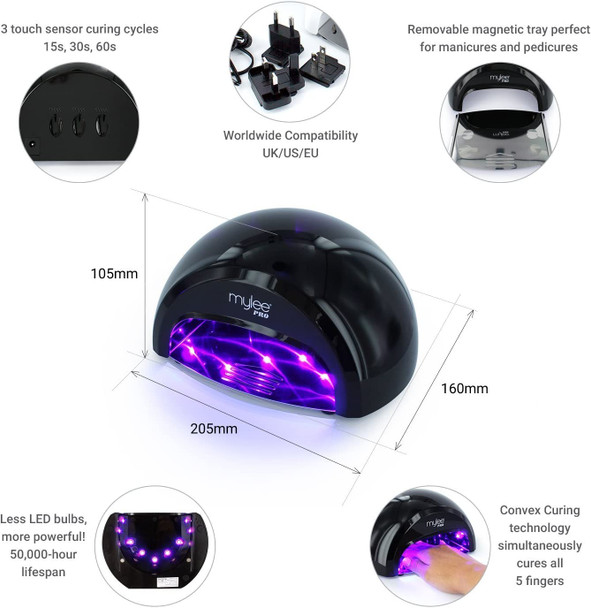 Mylee PRO Salon Series LED 15-Second Convex Curing 5-Finger Gel Nail Polish Drying Lamp