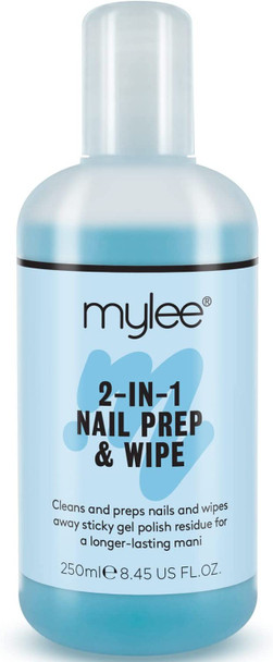 Mylee Prep + Wipe Gel Nail Polish Residue Cleaner Remover 250ml, Preparation & After Care, UV LED Manicure Gel Polish Base Wipe, Multi-Purpose for Sanitising Nail Plate & Removing Tacky Layer