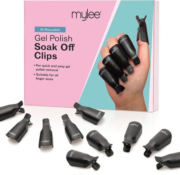 Mylee 10 PCs Soak Off Nail Clips Set, Acrylic Nail Art Remover, Plastic, Reusable Gel Nail Polish Remover Clips, For Home and Professional Salon Use on all Finger, Types to Give a Pristine Finish