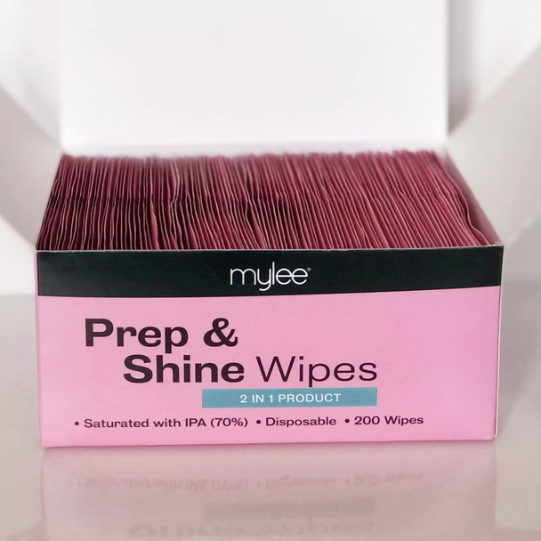 Mylee 204pcs Gel Polish Prep & Shine Wipes, UV LED Gel Nails Soak Off Varnish & Sticky Residue Remover, Cleanses Nail Plate Pre-Manicure Pedicure and Removes Sticky Inhibition Layer