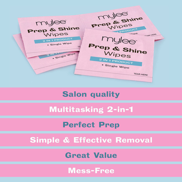 Mylee 204pcs Gel Polish Prep & Shine Wipes, UV LED Gel Nails Soak Off Varnish & Sticky Residue Remover, Cleanses Nail Plate Pre-Manicure Pedicure and Removes Sticky Inhibition Layer