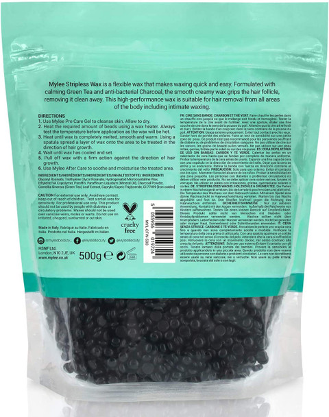 Mylee Professional Hard Wax Beads 500g, Stripless Depilatory Waxing Pellets Solid Film Beans No Strip Needed, Painless Gentle Hair Removal of Full Body, Face & Bikini Line (Both Wax Pouches)