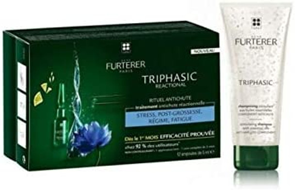 Rene Furterer Triphasic Reactional 12 x 5ml Vials And Shampoo Anti Hair Loss Ritual 100ml Promo Pack