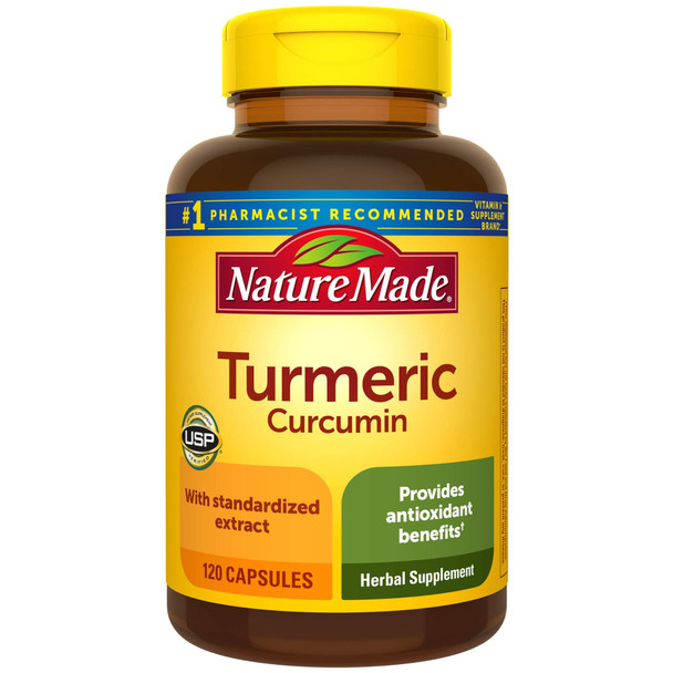 Nature Made Turmeric Curcumin 500 mg Capsules, 120 Count for Antioxidant Support