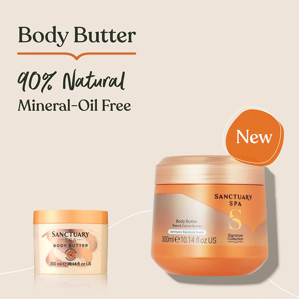 Sanctuary Spa Body Butter for Women, No Mineral Oil, Cruelty Free & Vegan Cocoa Butter & Shea Butter Moisturiser, 300ml