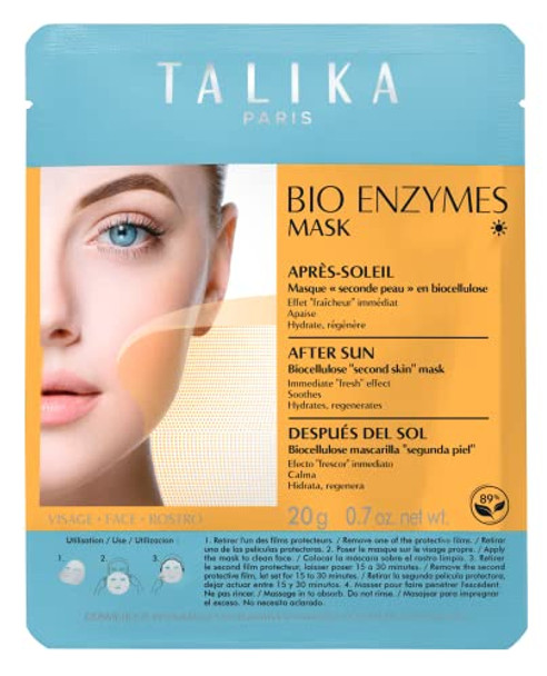 Talika Bio Enzymes After Sun Mask - Moisturizing & Soothing Fast Repair Face Mask - Biocellulose Sun Care Mask - Second Skin Effect Beauty Sheet Mask - 20G