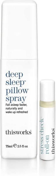 This Works Deep Sleep Pillow Talk Kit: with Award-Winning Deep Sleep Pillow Spray, 75ml & Stress Check Essential Oil Roll On, Promoting Sleep Wellness & Anxiety Relief