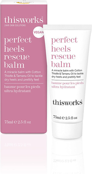 This Works Perfect Heels Rescue Balm: A Natural Formula to Nourish, Repair and Moisturise. With Cotton Thistle, Lemon and Lavender Essential Oils, Silicone Free, 75ml