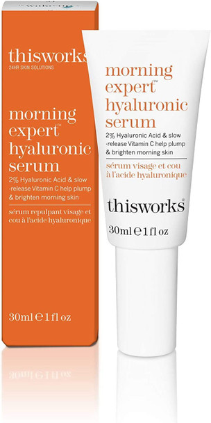 This Works Morning Expert Hyaluronic Serum, to Smooth, Hydrate and Brighten Skin, with 2 Percent Hyaluronic Acid, Vitamin C and Persian Silk Tree Extract, 30 ml