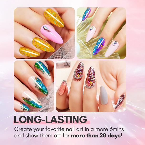 Makartt Nail Foil Glue Gel for Nail, Foil Gel Transfer for Nails Art Stickers Strong Adhesion Foil Transfer Gel Soak Off Nail Foil Kit Nail Foil Sheets Manicure Salon DIY UV Lamp Required 15ML 2pcs