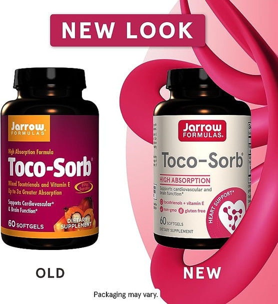 Jarrow Formulas Toco-Sorb, Supports Healthy Cardiovascular & Brain Function, 60 Softgels