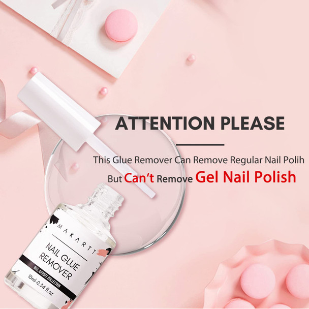 Makartt Instant Nail Glue Remover for Press on Nails, 0.34oz Debonder, Nail Tips Artificial Nail Acrylic Gake Nail Adhessive Fake Nail Remover without Acetone, Can't Remove Gel Nail Polish